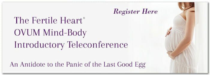 Pregnant Woman in White link to Fertile Heart Mind-Body Teleconference. The Question that Counts