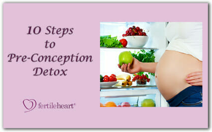 Pregnant woman Getting apple from refrigerator Fertile Heart Pre-Conception Detox