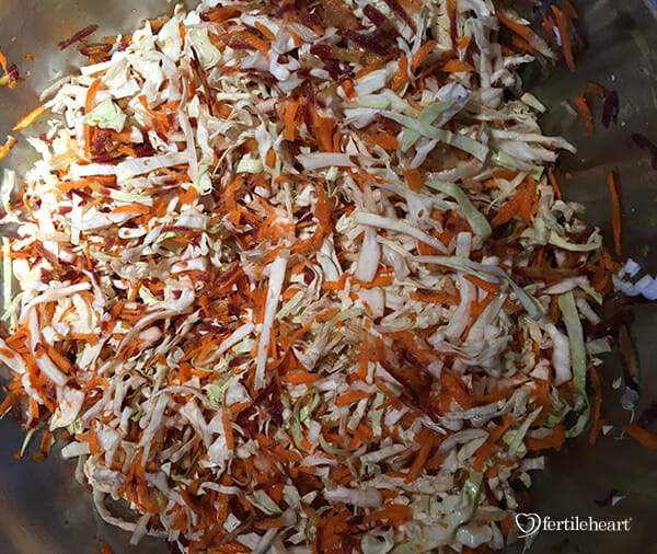 Bowl of Cabbage Carrots Beets for Fermentation