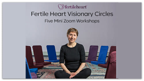 Visionaries Mini Zoom Workshops Juklia Indichova sitting in Studio Fertile Heart Visionary Circles