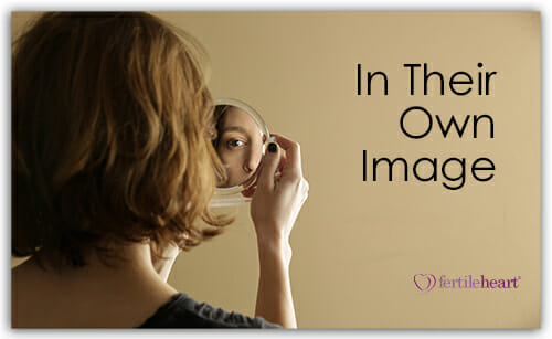 FacilitatorsVideo.InTheirOwnImage Woman looking at herself in mirror; In Their Own Image