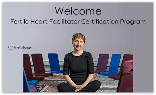 Julia Indichova in studio with chairs; Welcome Fertile Heart Facilitator Certification Program