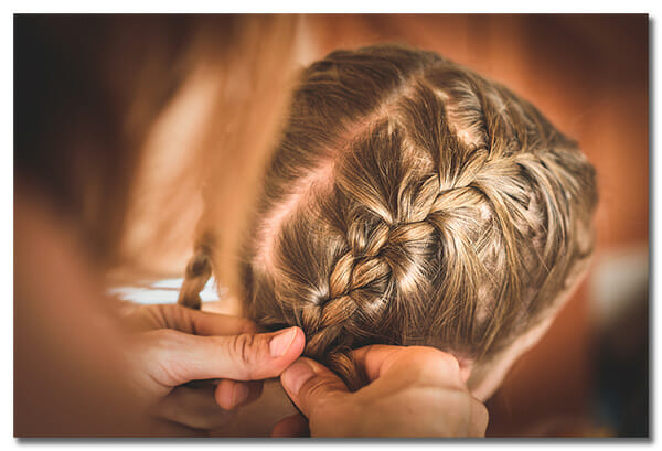 Mother Braiding Child's Hair Fertile Heart