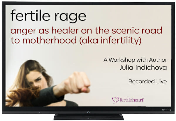 Woman Punching on TV Screen Fertile Rage, Anger as Healer Workshop recording with Julia Indichova