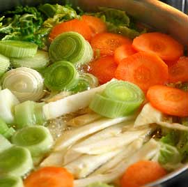 Carrots, greens fresh fertility friendly soup